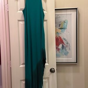 Reversible Black & Green Fringe Dress with Asymmetrical Hem by BCBG - NEVER WORN
